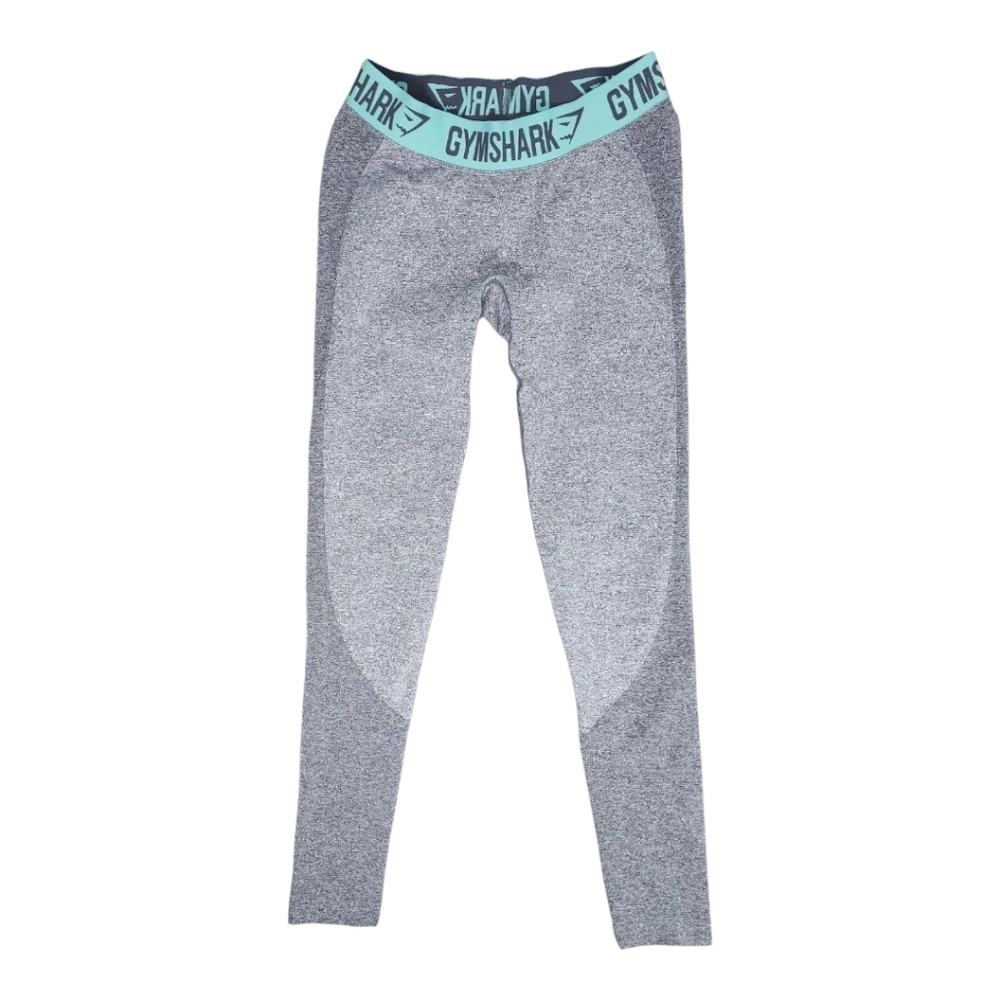 Gymshark Gray Leggings with Teal Waistband